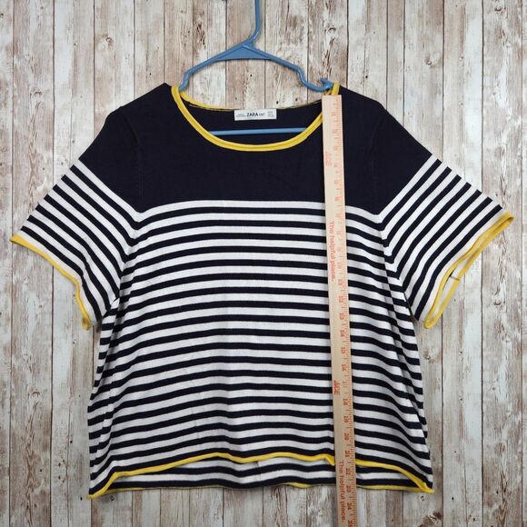 ZARA KNIT Women's Short Sleeve Striped Top Size Medium Viscose Blend Multicolor - Picture 6 of 10